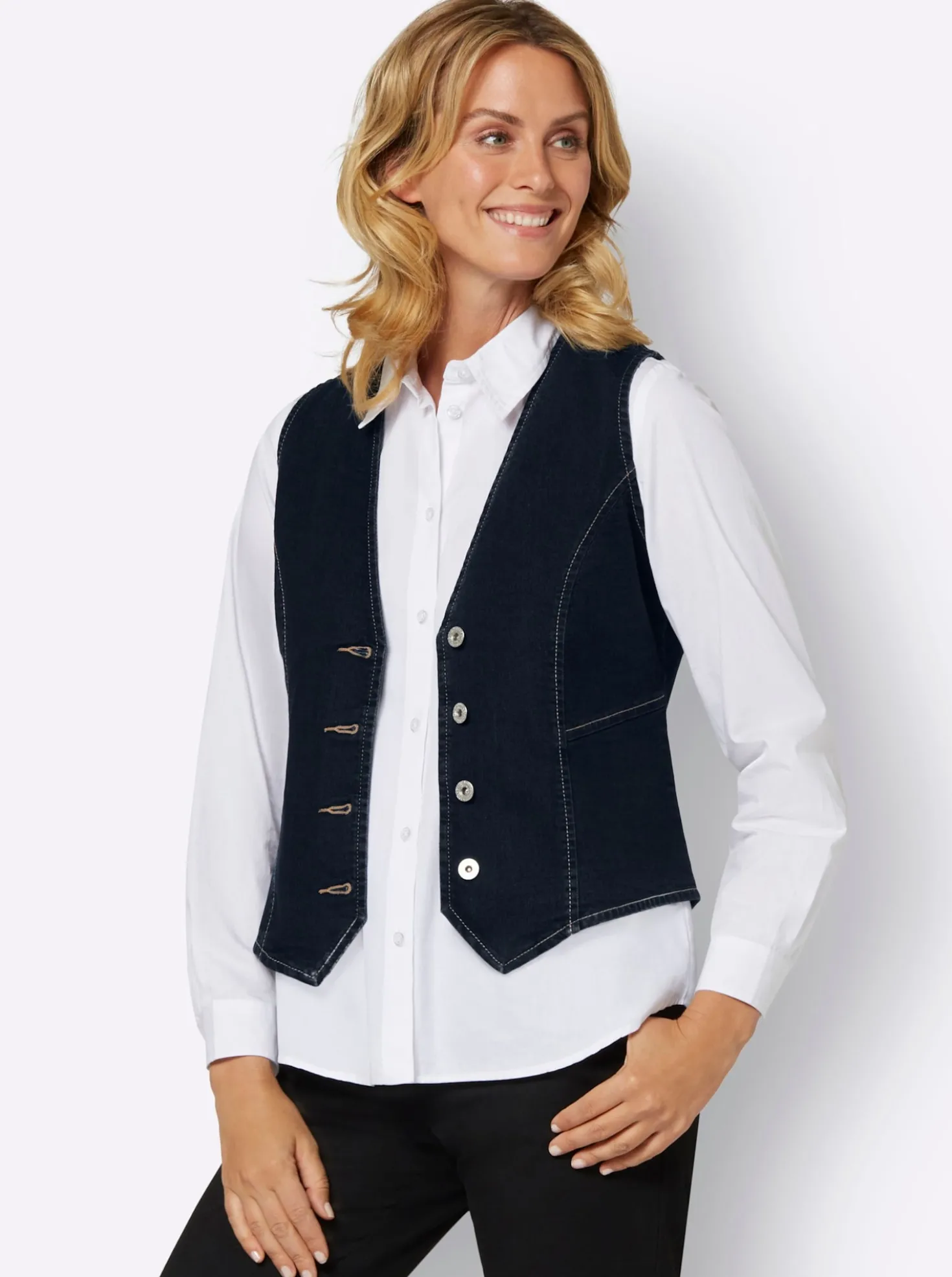 Jeansweste mit tailliertem Schnitt