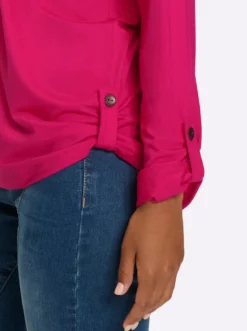 Jersey-Bluse mit Brusttaschen