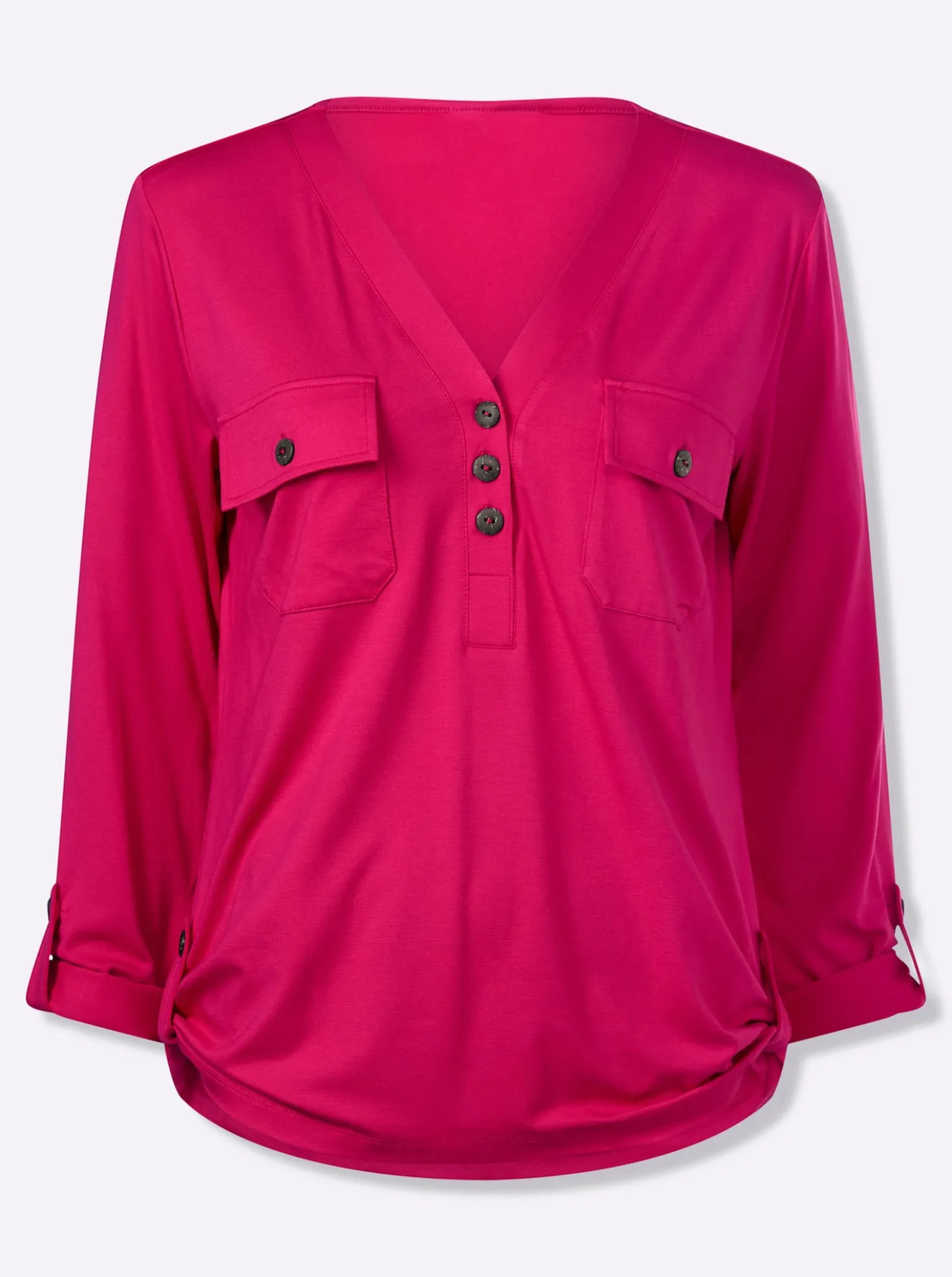 Jersey-Bluse mit Brusttaschen
