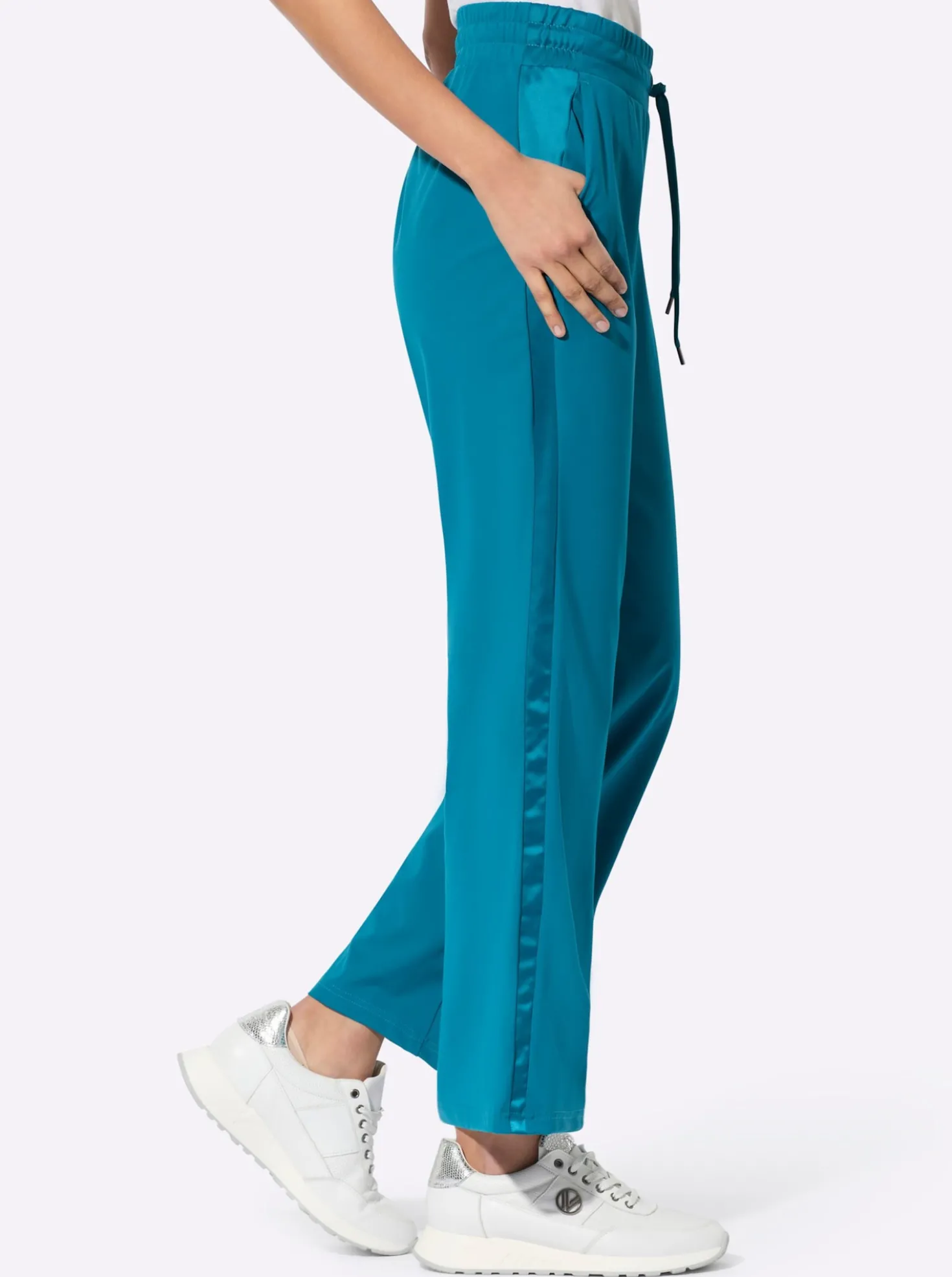 Jerseyhose mit Web-Einsatz seitlich