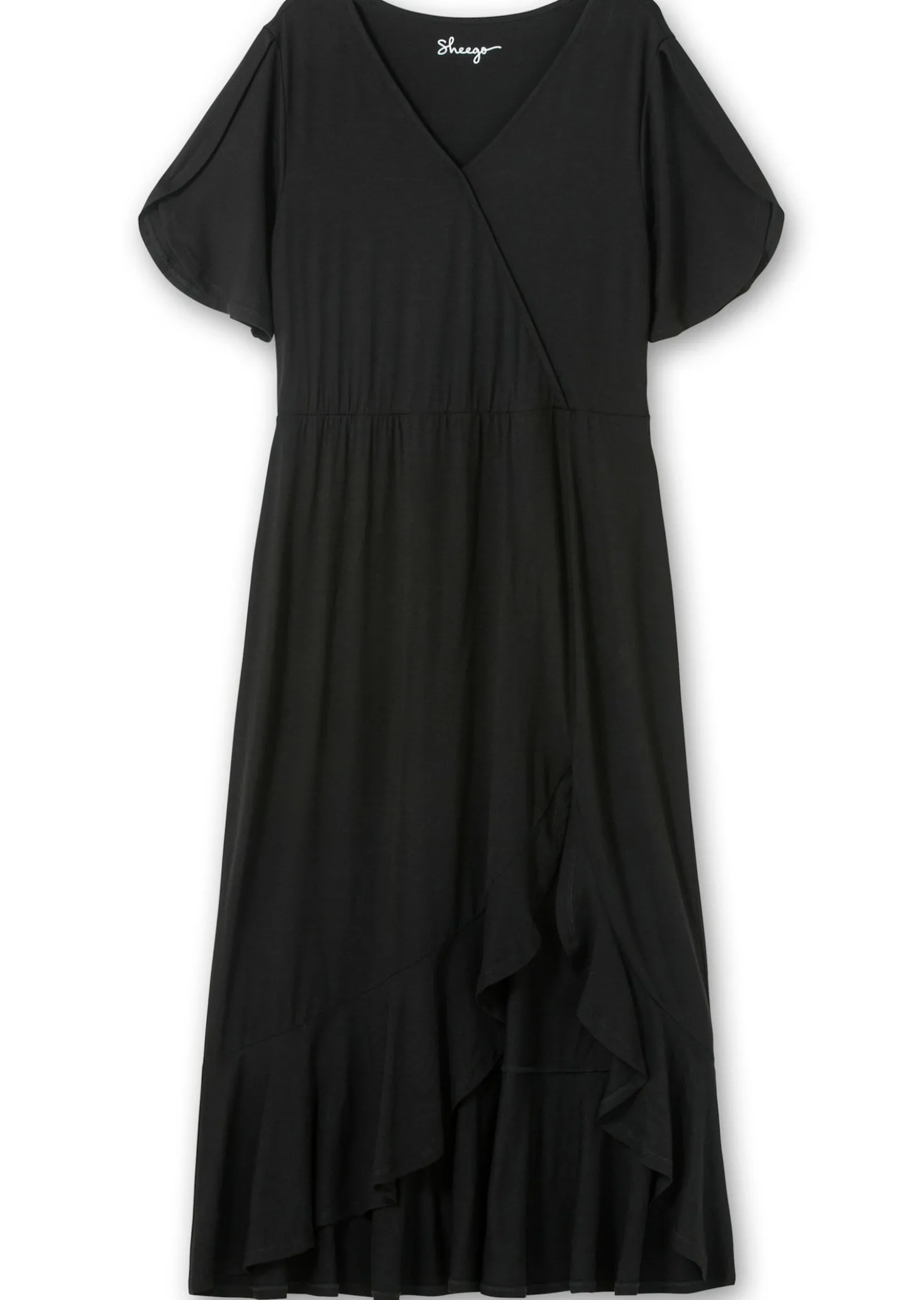 Jerseykleid in Wickeloptik, mit Volantrock