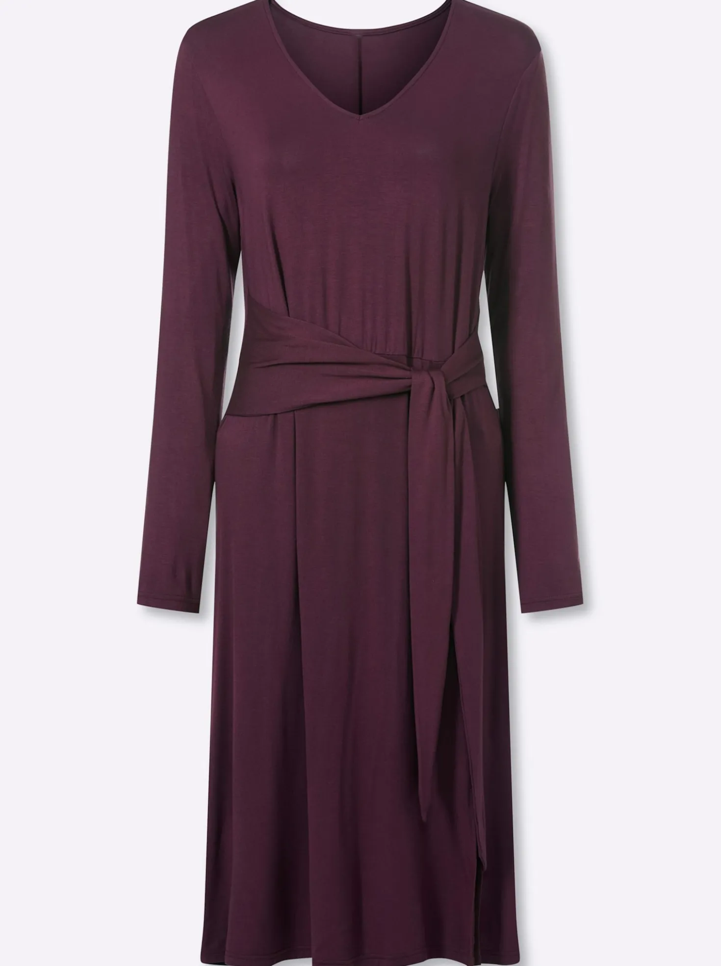 Jerseykleid mit fixiertem Bindegürtel