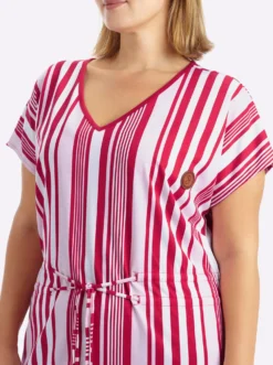 Jerseykleid mit Streifenmuster und Bindeband