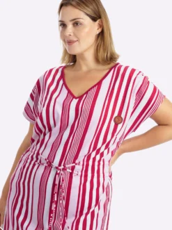 Jerseykleid mit Streifenmuster und Bindeband