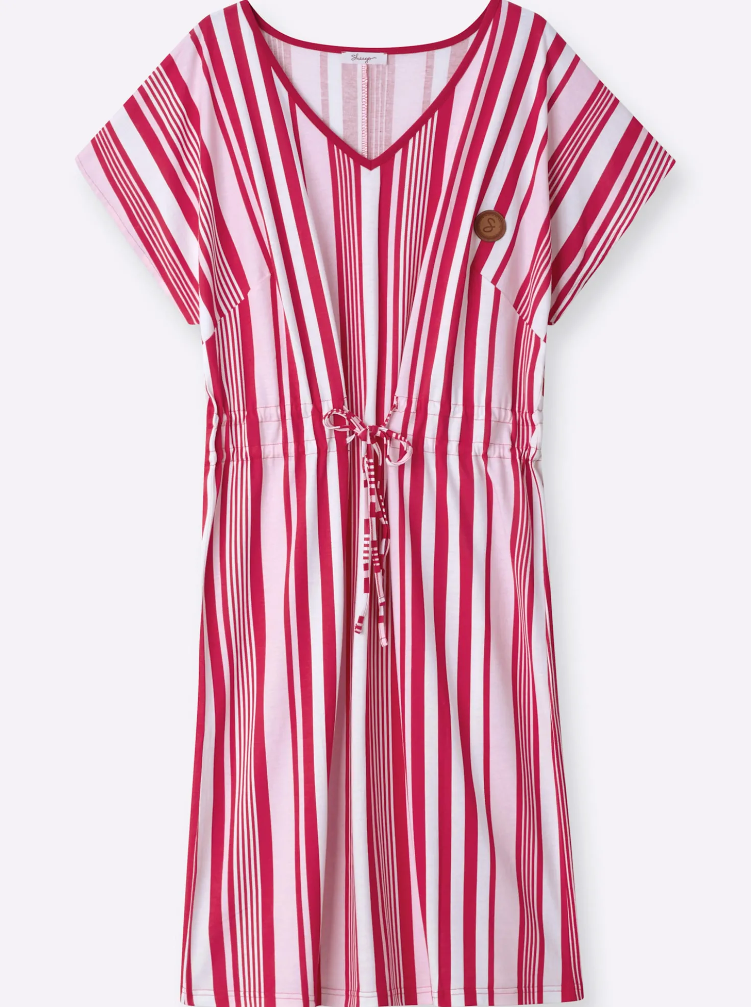 Jerseykleid mit Streifenmuster und Bindeband