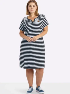 Jerseykleid mit Streifenmuster