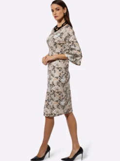 Jerseykleid mit Trompeten-Ärmeln