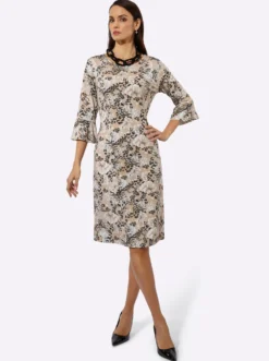 Jerseykleid mit Trompeten-Ärmeln
