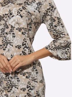 Jerseykleid mit Trompeten-Ärmeln