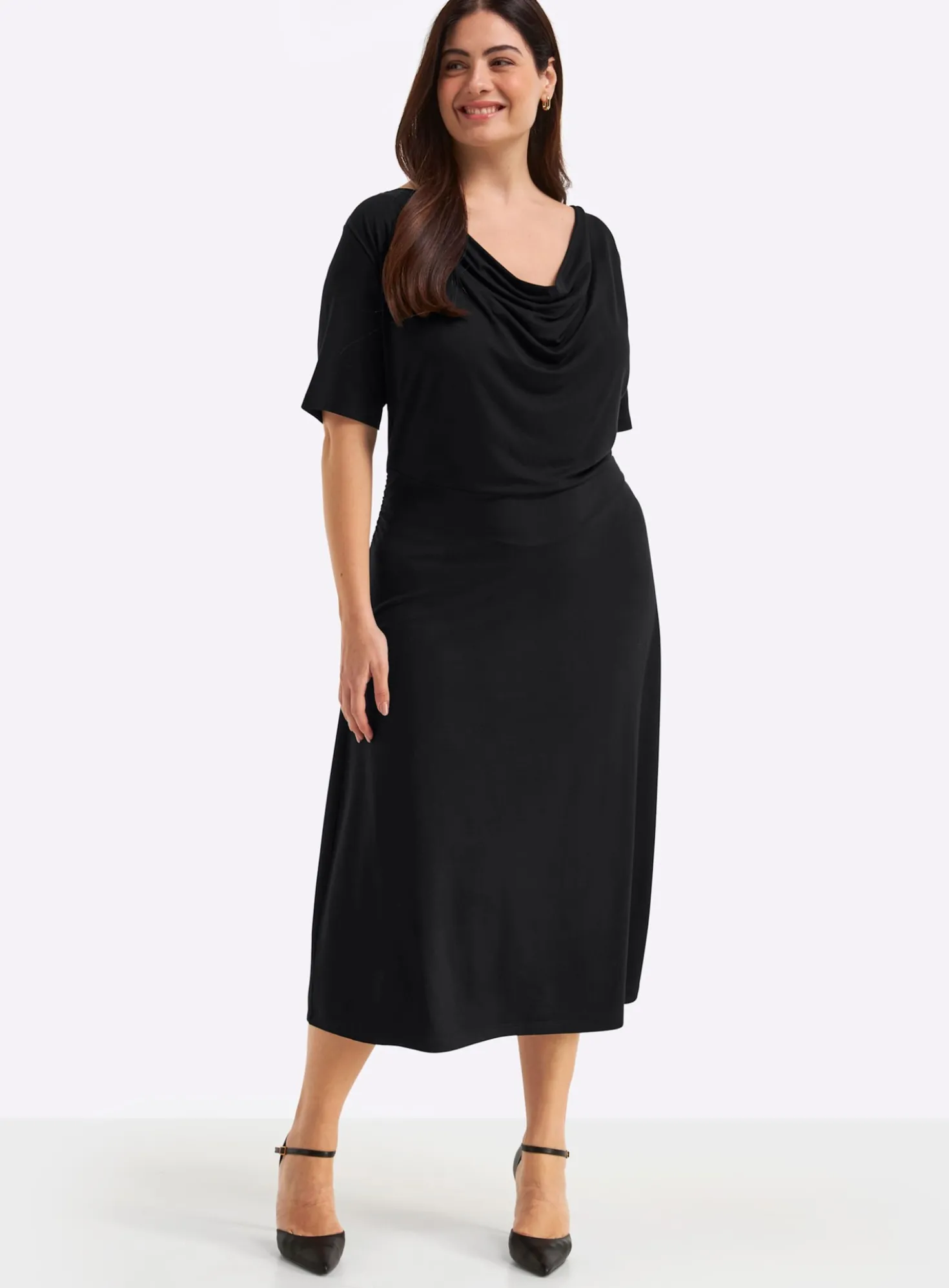Jerseykleid mit Wasserfall-Ausschnitt