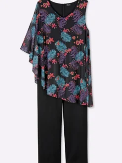 Jumpsuit mit asymmetrischem Cape