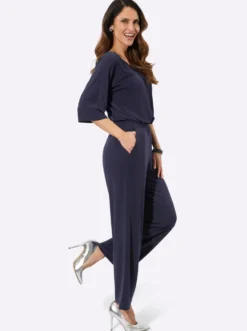 Jumpsuit mit Spitze am V-Ausschnitt