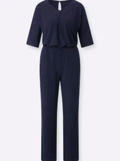 Jumpsuit mit Spitze am V-Ausschnitt