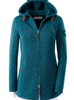 Kapuzenfleecejacke mit Umlegekragen