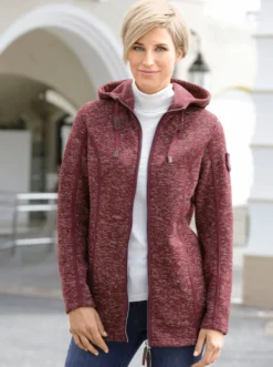 Kapuzenfleecejacke mit Umlegekragen