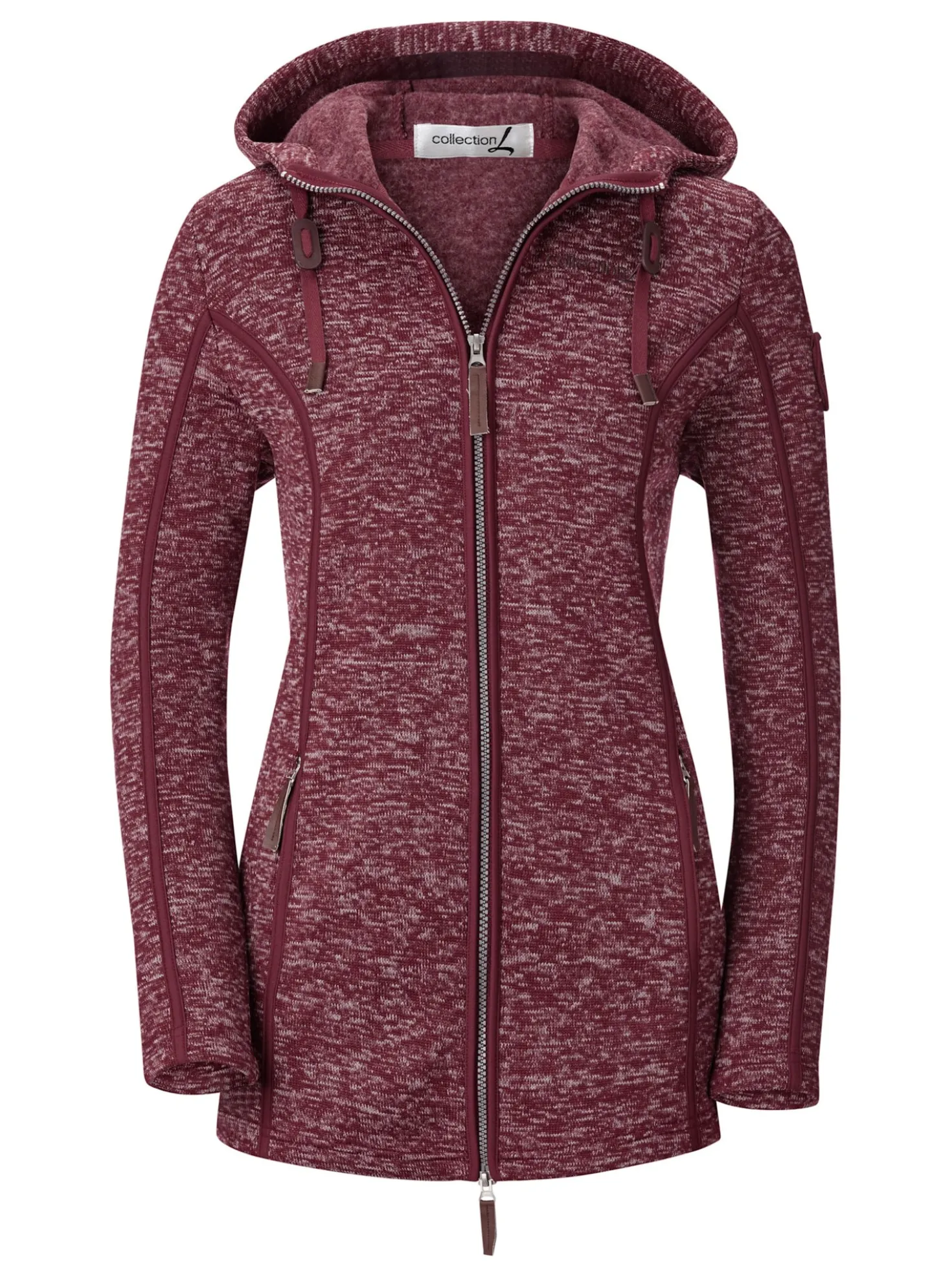 Kapuzenfleecejacke mit Umlegekragen