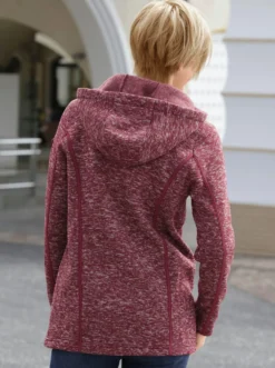 Kapuzenfleecejacke mit Umlegekragen