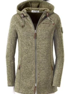Kapuzenfleecejacke mit Umlegekragen