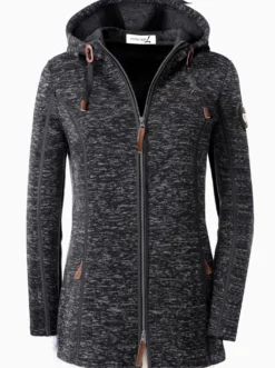 Kapuzenfleecejacke mit Umlegekragen