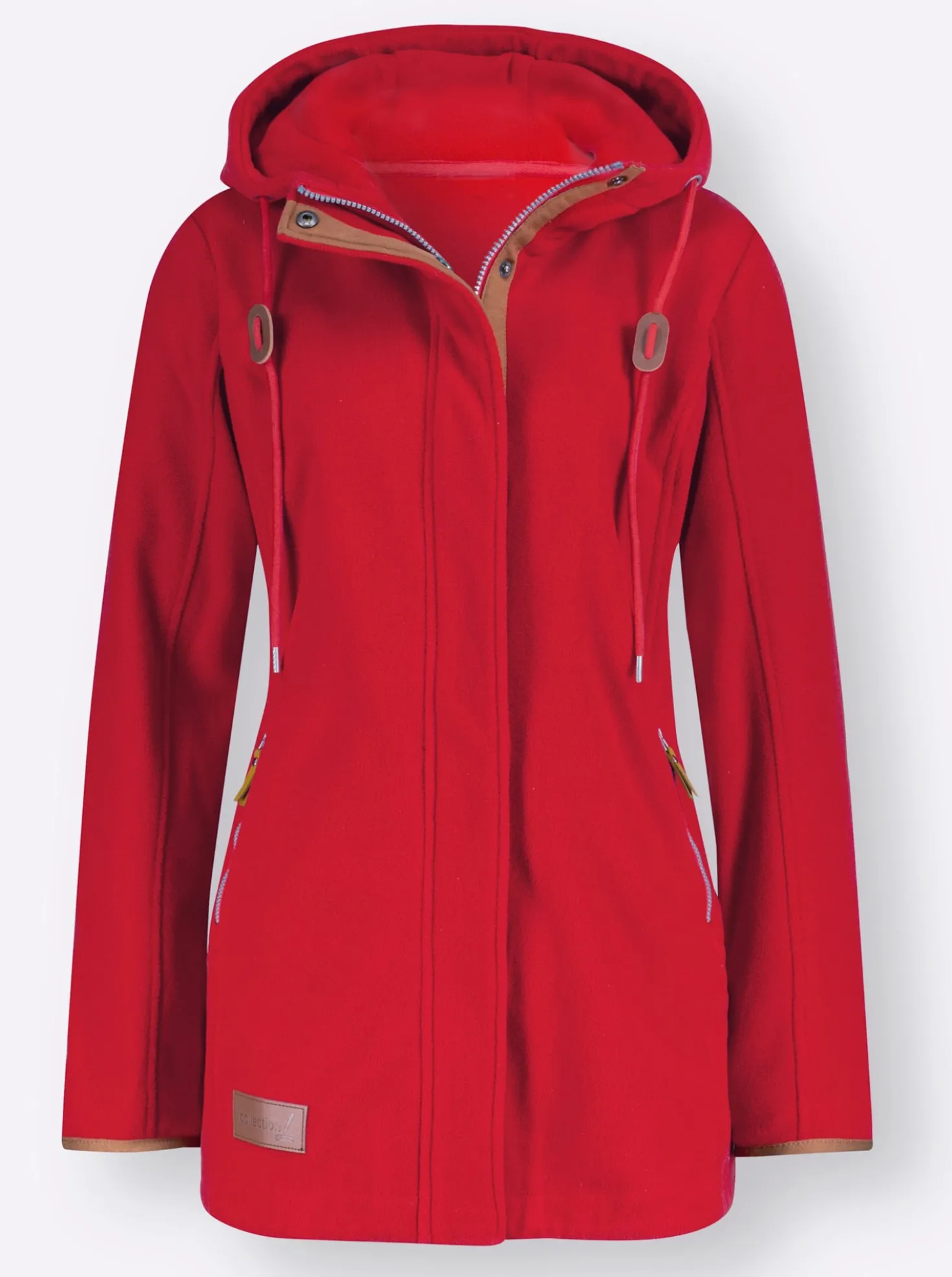 Kapuzenfleecejacke mit verdecktem Reißverschluss