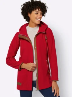 Kapuzenfleecejacke mit verdecktem Reißverschluss