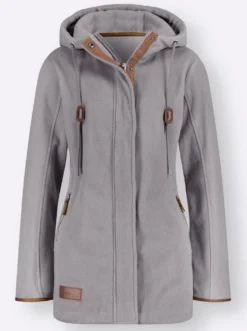 Kapuzenfleecejacke mit verdecktem Reißverschluss