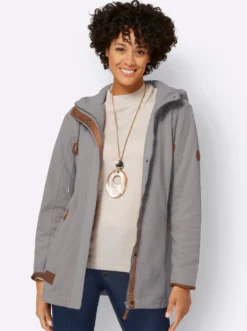 Kapuzenfleecejacke mit verdecktem Reißverschluss