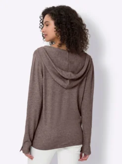 Kapuzenstrickjacke in Feinstrick-Qualität