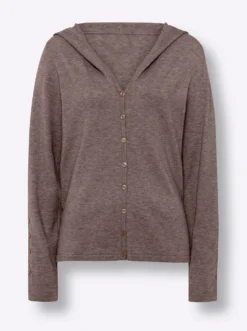 Kapuzenstrickjacke in Feinstrick-Qualität