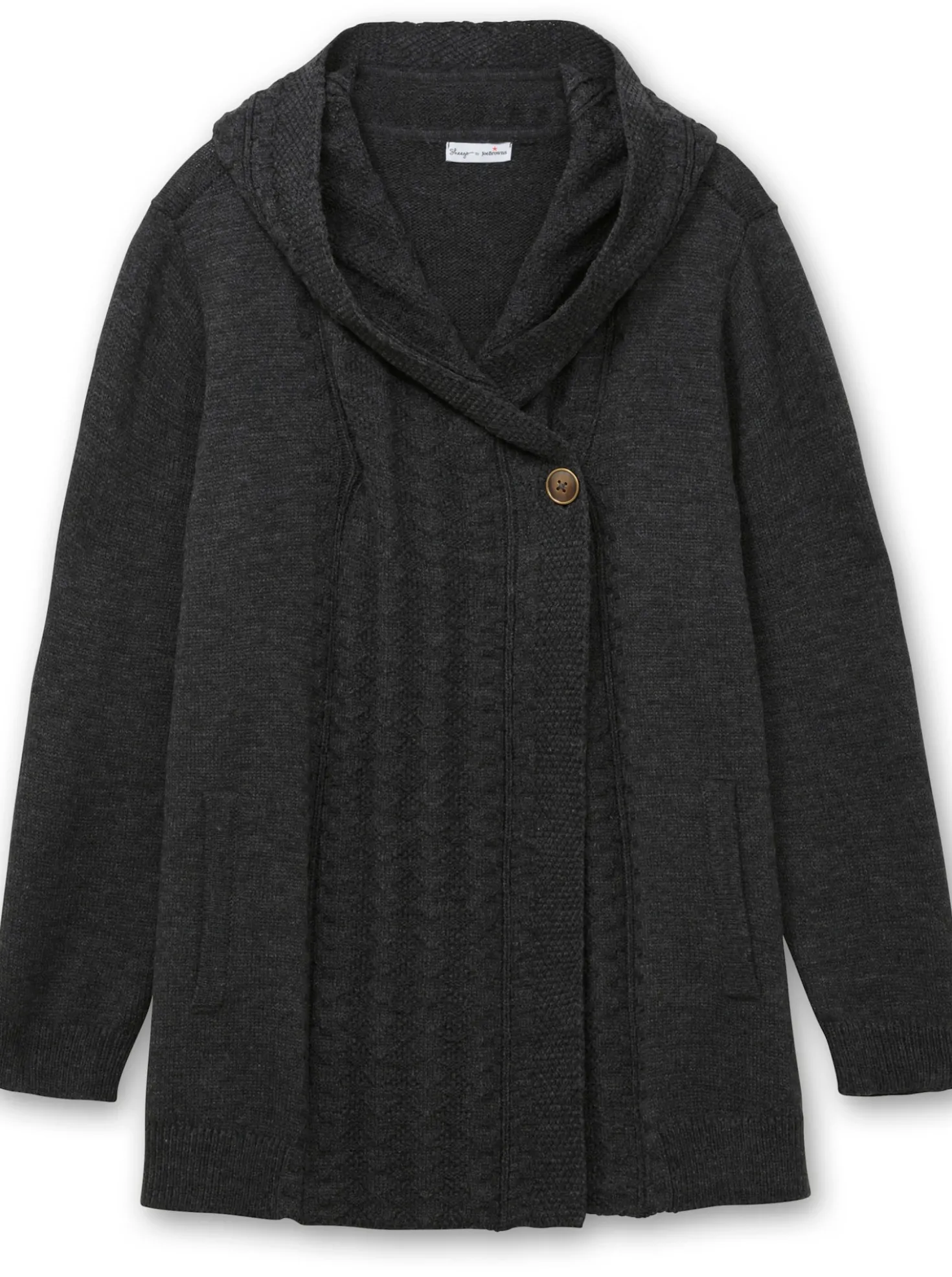Kapuzenstrickjacke mit Knopf