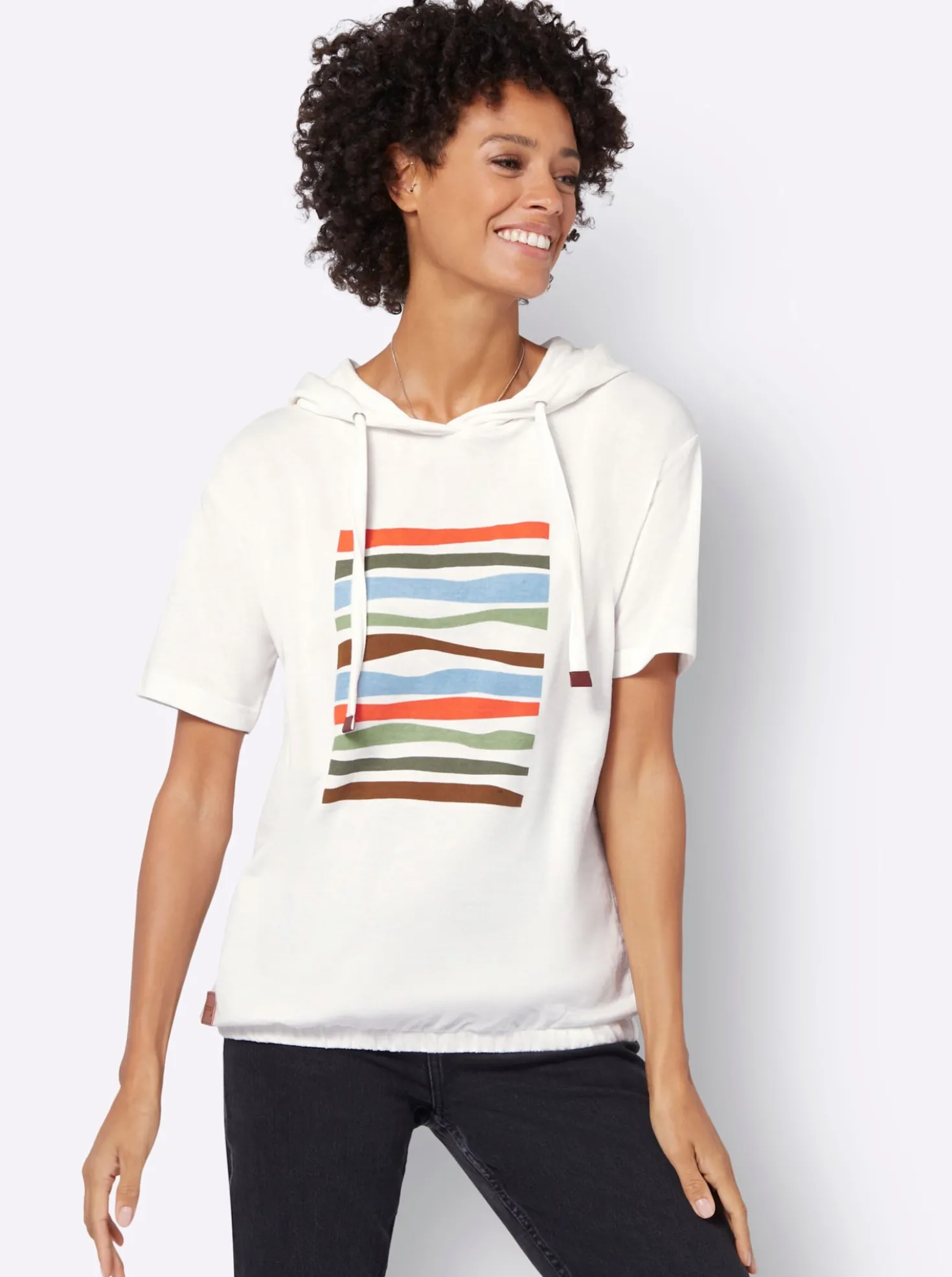 Kapuzensweatshirt mit elastischem Saum