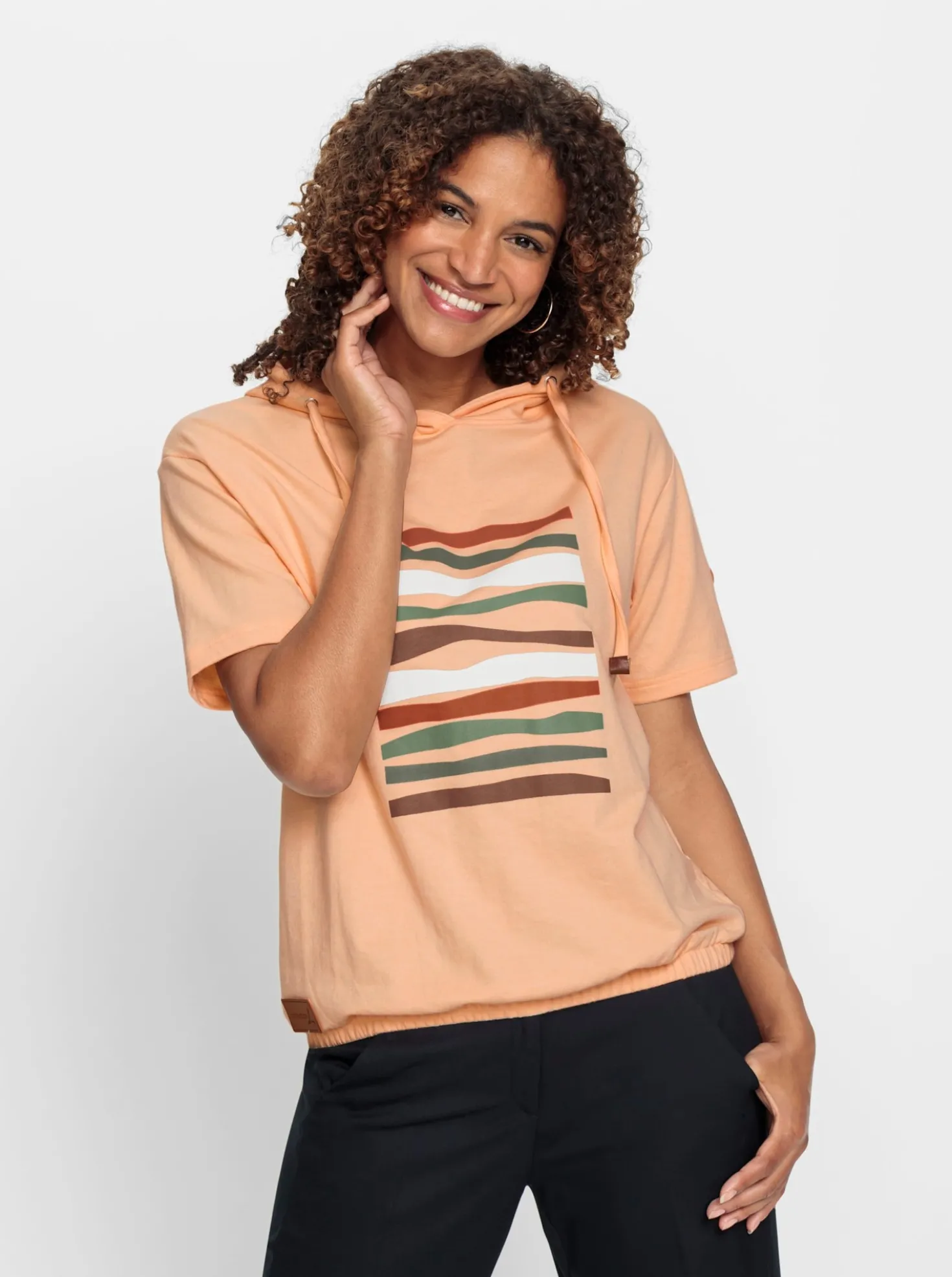 Kapuzensweatshirt mit elastischem Saum
