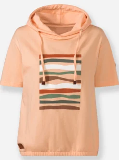 Kapuzensweatshirt mit elastischem Saum