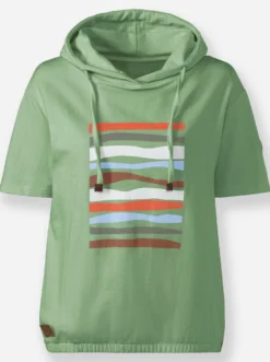 Kapuzensweatshirt mit elastischem Saum