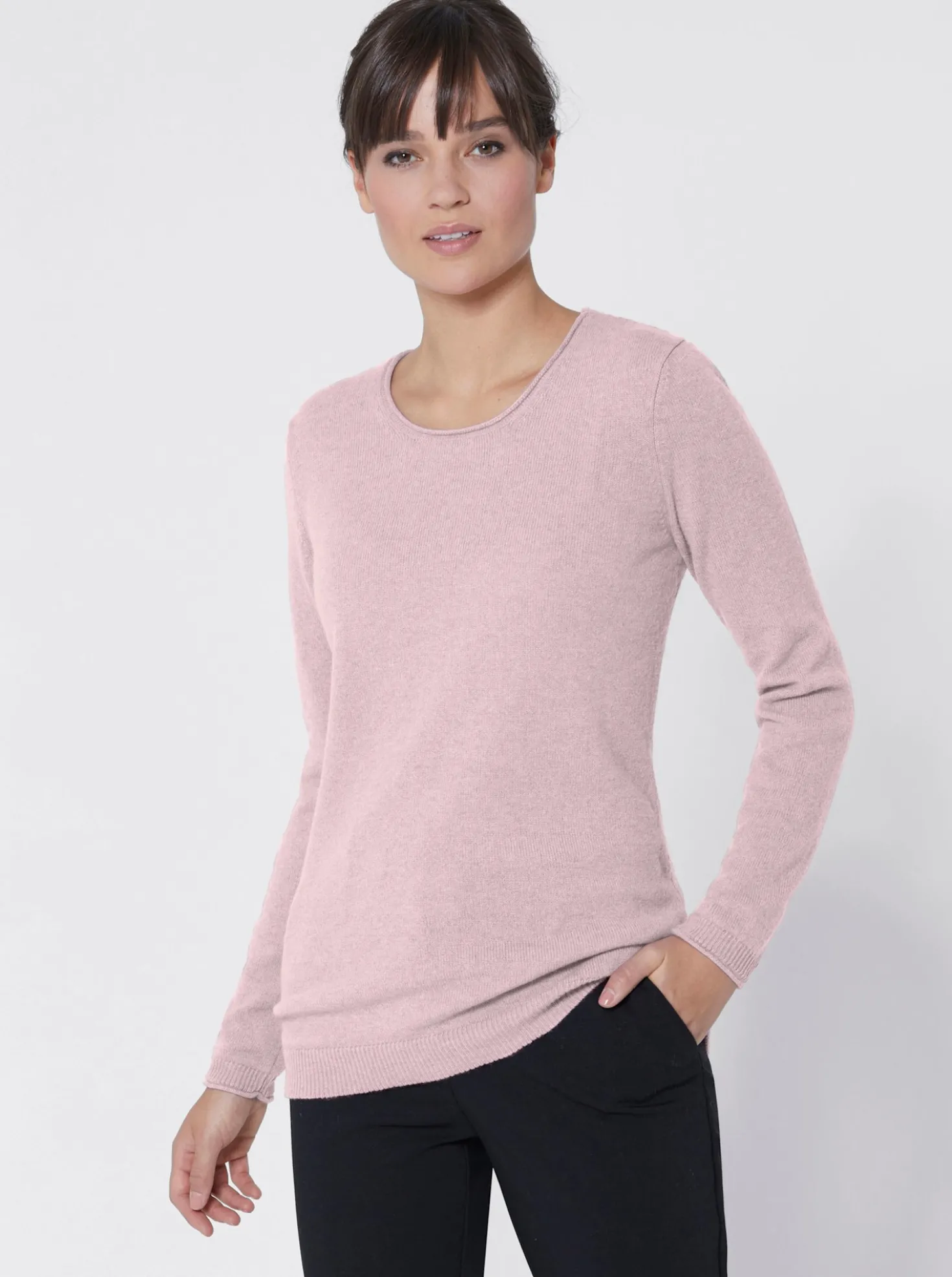 Kaschmirpullover mit Rollkanten