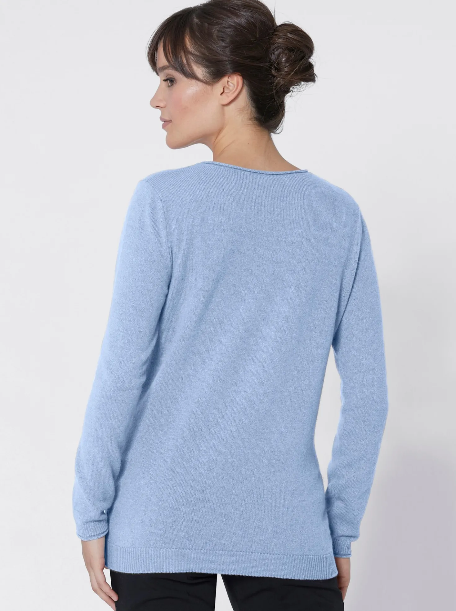 Kaschmirpullover mit Rollkanten