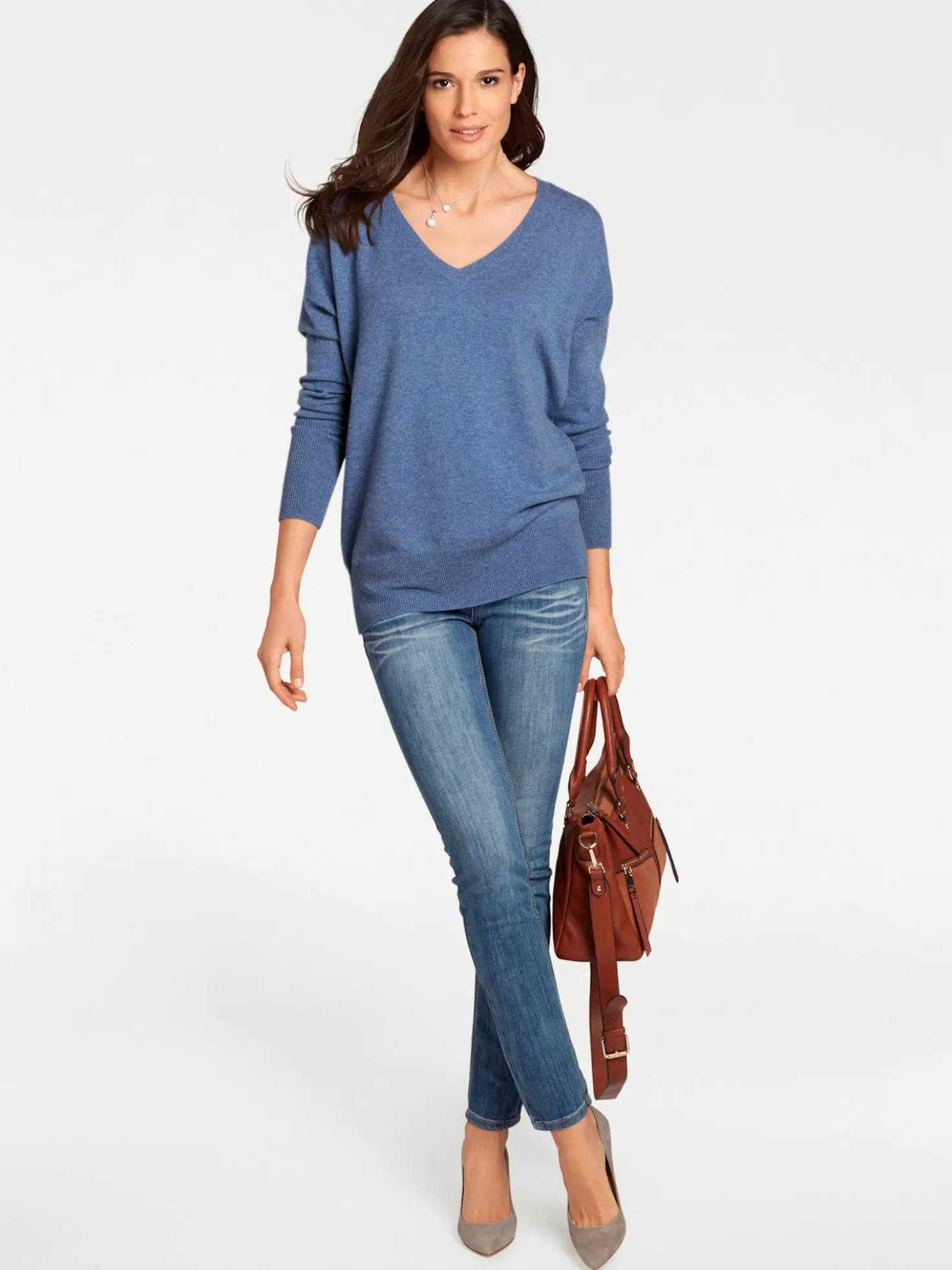 Kaschmirpullover mit V-Ausschnitt