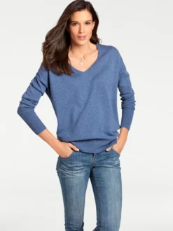 Kaschmirpullover mit V-Ausschnitt