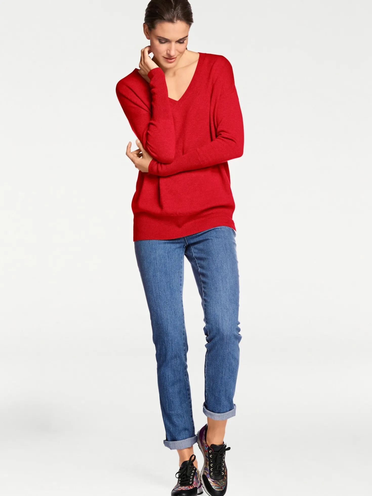 Kaschmirpullover mit V-Ausschnitt