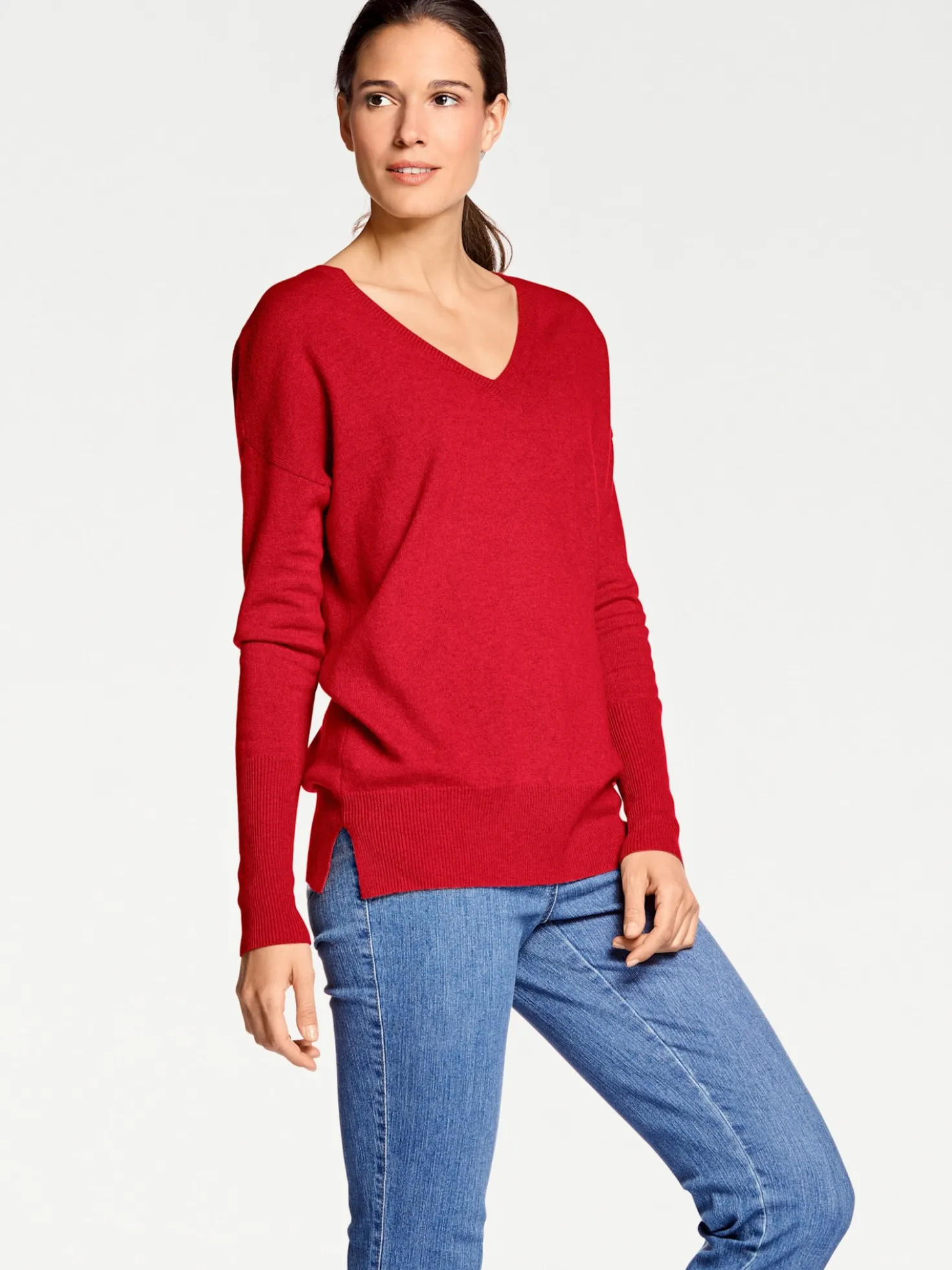 Kaschmirpullover mit V-Ausschnitt