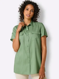Kurzarm-Bluse aus reinem Lyocell