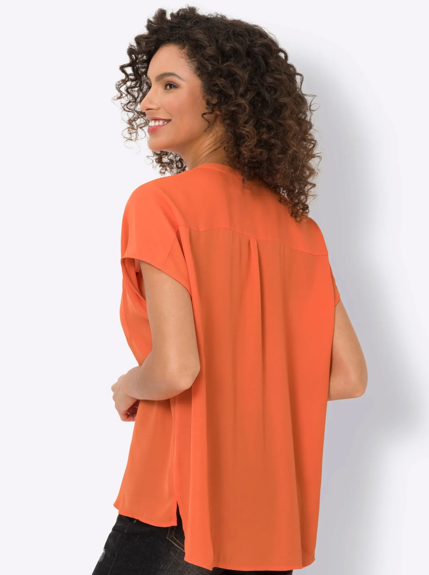 Kurzarm-Bluse in Oversize-Passform