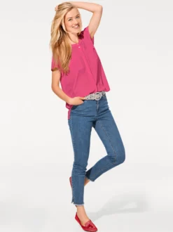 Kurzarm-Bluse in Oversize-Passform