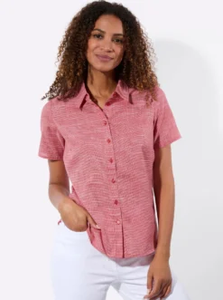Kurzarm-Bluse mit abgerundetem Saum