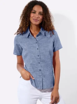 Kurzarm-Bluse mit abgerundetem Saum
