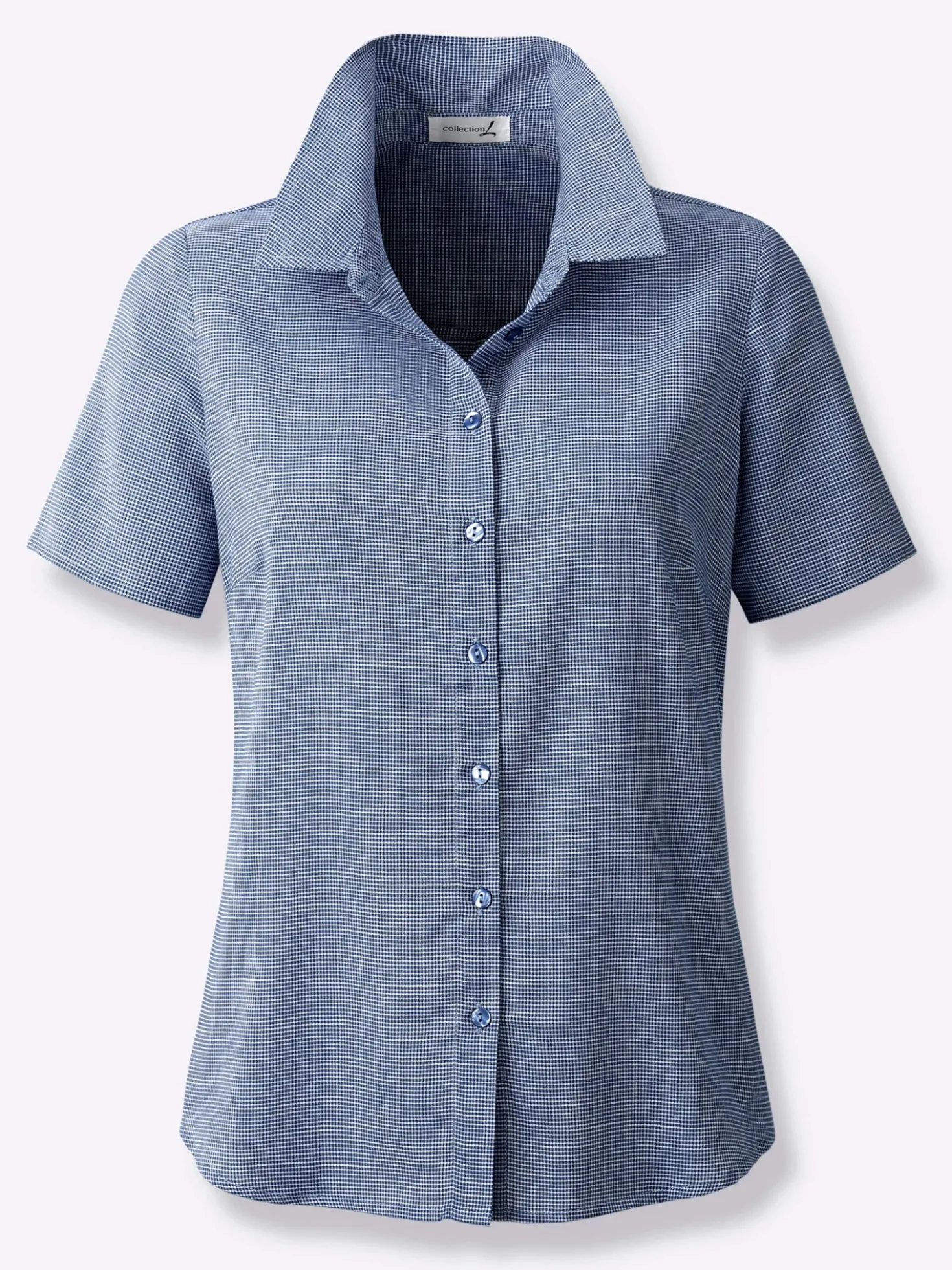 Kurzarm-Bluse mit abgerundetem Saum