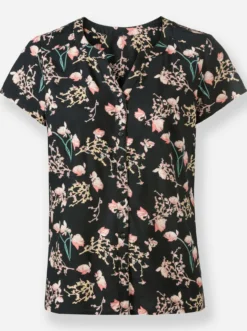 Kurzarm-Bluse mit floralem Druck