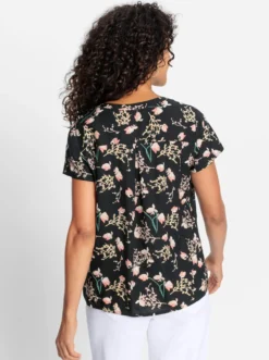 Kurzarm-Bluse mit floralem Druck