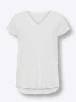 Kurzarm-Bluse mit Leinen-Anteil