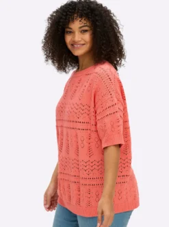Kurzarmpullover aus Ajourstrick